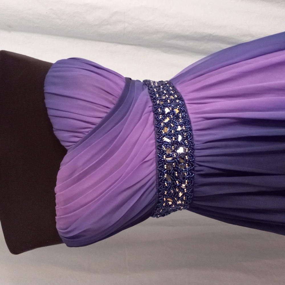 Sequin Hearts 5  Purple Beaded Strapless Mini Dress Cocktail Party Juniors - Picture 2 of 12